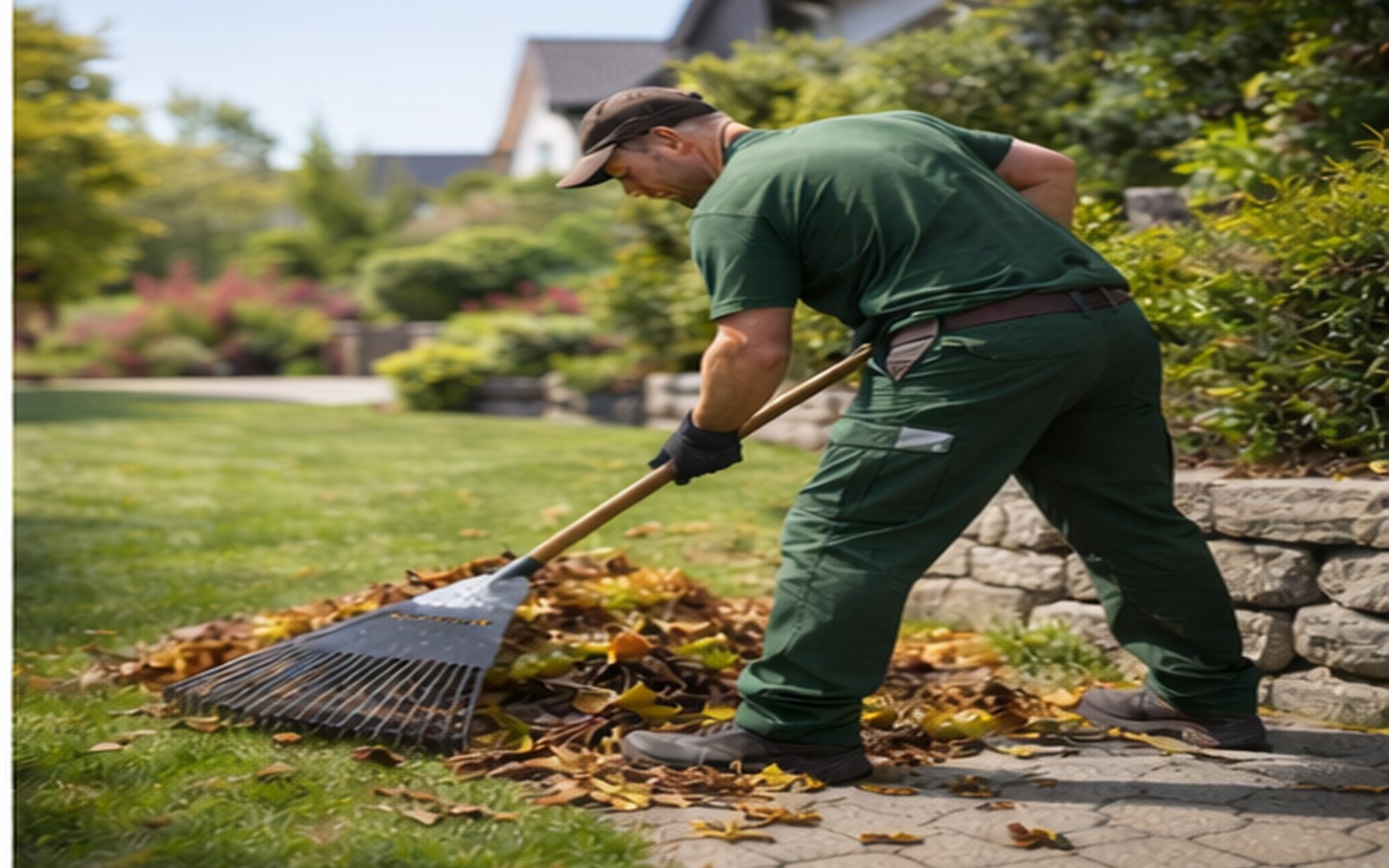 Laub entfernen und Fläche sauber halten